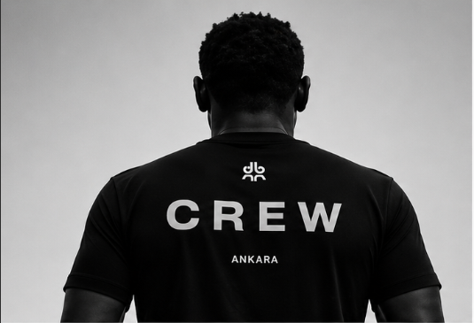 A crew shirt viewed from behind