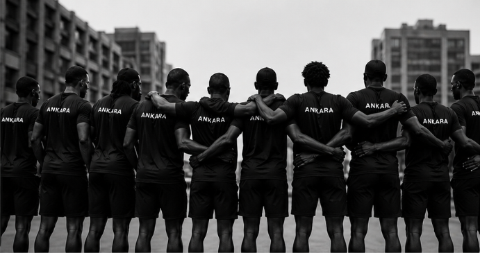A running crew standing together in matching shirts